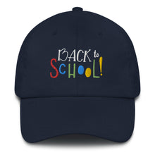 Load image into Gallery viewer, &quot;Back To School&quot; Baseball Cap One Size Fits All | Navy | Front View | Shop The Wishful Fish
