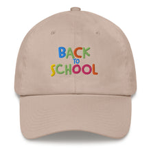 Load image into Gallery viewer, &quot;Back To School&quot; Baseball Cap | Stone | Front View | Shop The Wishful Fish
