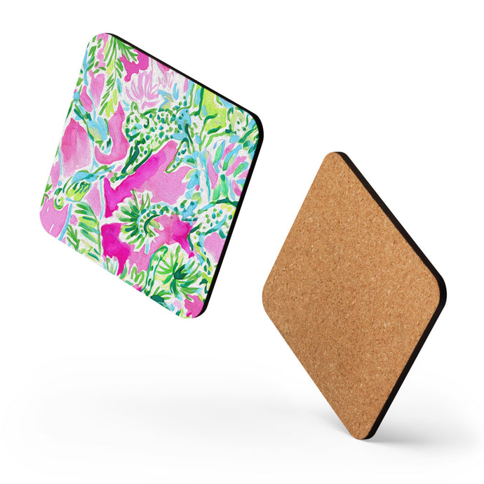 Watch Hill, Rhode Island Painted Summer Chic Cork-Back Coaster | Front and Back View 