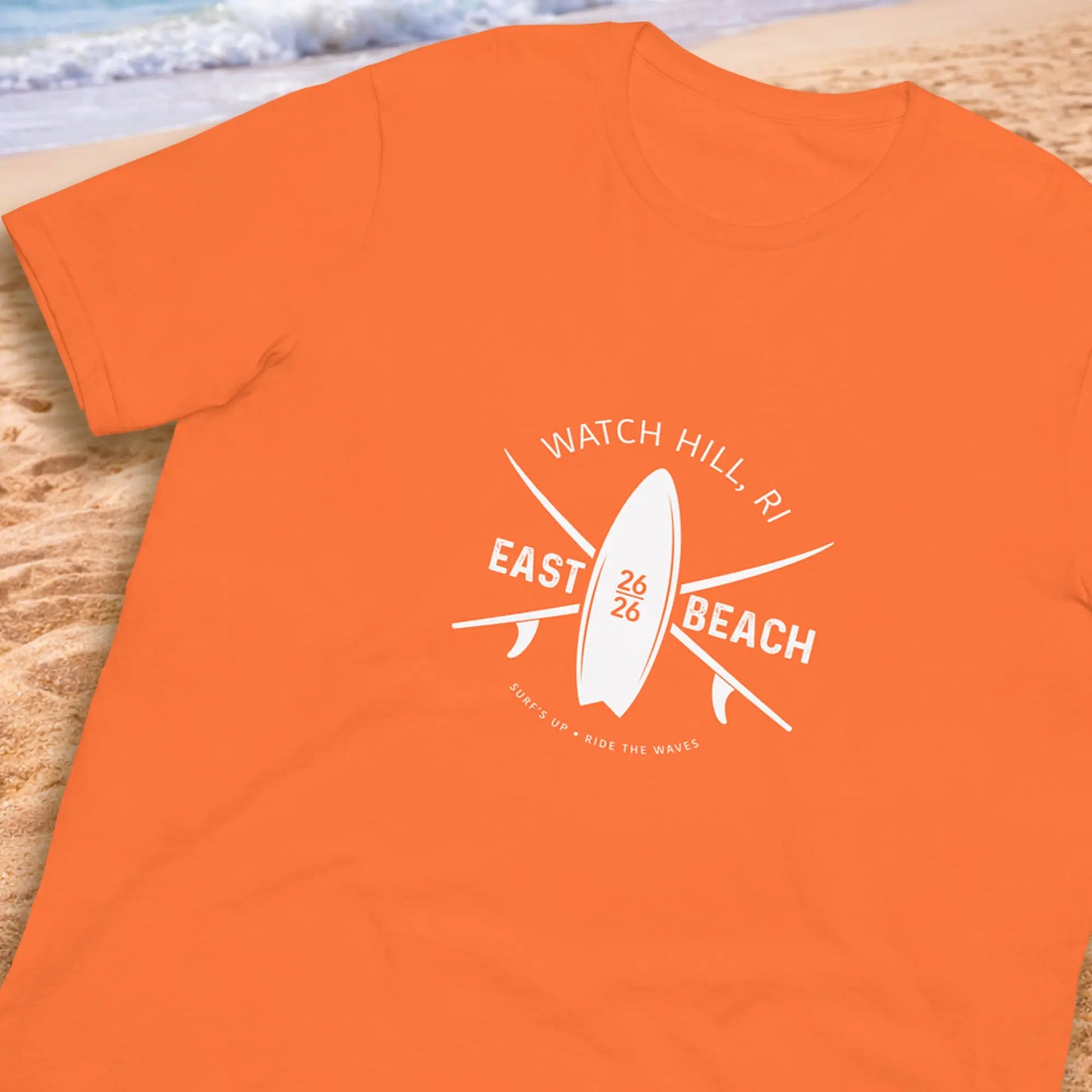 EAST BEACH, Watch Hill, RI Surfer T Shirt Laid-Back Surf Style from the Coast! The Wishful Fish