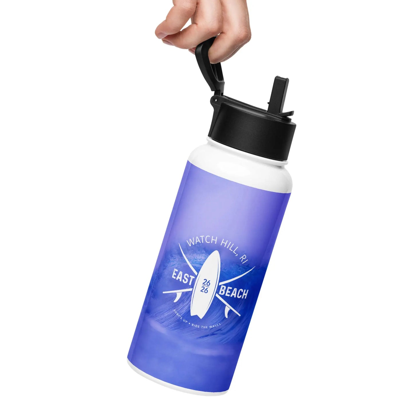 EAST BEACH Watch Hill, RI Water Bottle — Coastal Cool! The Wishful Fish