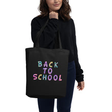Load image into Gallery viewer, BACK TO SCHOOL Eco Tote Bag | Front View Lifestyle | Shop The Wishful Fish
