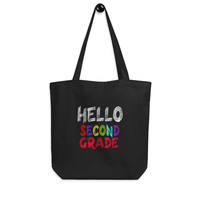 HELLO SECOND GRADE Eco Tote Bag For Teachers | Black | 16