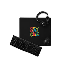Load image into Gallery viewer, Stay Chill Gaming Mouse Pad | Front View Lifestyle | 18&quot; x 16&quot; | The Wishful Fish
