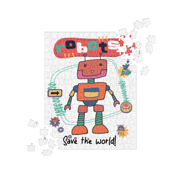 Robots Save The World! Jigsaw Puzzle + 252 Pieces | Front View | The Wishful Fish