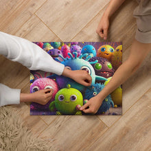 Load image into Gallery viewer, Cute Little Monsters Jigsaw Puzzle | 520 Pieces | Front View | Lifestyle Photo |The Wishful Fish
