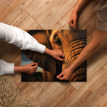 Load image into Gallery viewer, Elephant Safari Jigsaw Puzzle + 520 Pieces | Top View | Lifestyle Photo | The Wishful Fish
