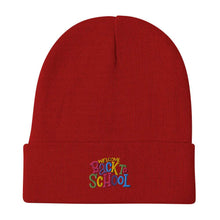Load image into Gallery viewer, BACK TO SCHOOL Embroidered Beanie | Red | Front View | Shop The Wishful Fish
