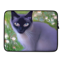 Load image into Gallery viewer, Siamese Cat Laptop Sleeve | 15&quot; | Front View | The Wishful Fish
