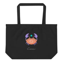 Load image into Gallery viewer, Zodiac Cancer Large Organic Cotton Tote Bag | Front and Back View | The Wishful Fish
