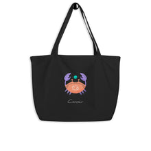 Load image into Gallery viewer, Zodiac Cancer Large Organic Cotton Tote Bag | Front and Back View | The Wishful Fish
