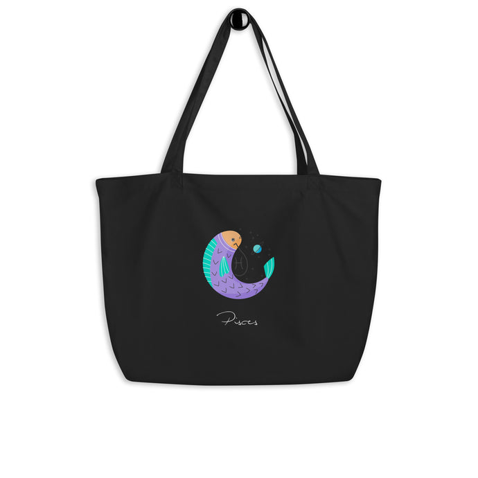 Zodiac Leo Large Organic Cotton Tote Bag | Front & Back View | The Wishful Fish