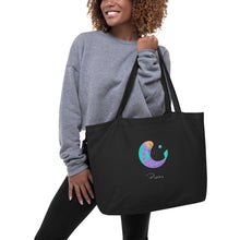Load image into Gallery viewer, Zodiac Leo Large Organic Cotton Tote Bag | Front &amp; Back View Lifestyle View | The Wishful Fish
