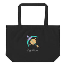 Load image into Gallery viewer, Zodiac Sagittarius Large Organic Cotton Tote Bag | Front and Back View | The Wishful Fish
