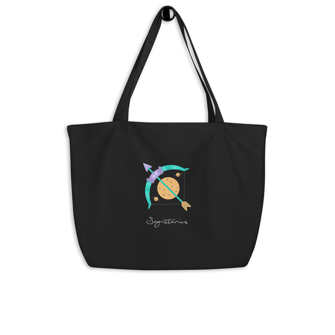 Zodiac Sagittarius Large Organic Cotton Tote Bag | Front and Back View | The Wishful Fish