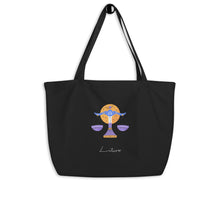 Load image into Gallery viewer, Zodiac Libra Large Organic Cotton Tote Bag | Front &amp; Back View | The Wishful Fish

