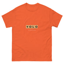 Load image into Gallery viewer, YOLO (You Only Live Once) Men&#39;s Classic T Shirt | Orange | Front View | Shop The Wishful Fish
