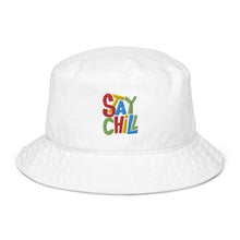 Load image into Gallery viewer, Stay Chill Organic Bucket Hat | Front View | White | Shop The Wishful Fish
