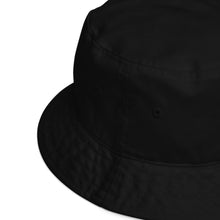 Load image into Gallery viewer, Stay Chill Organic Bucket Hat | Close Up View | Black | Shop The Wishful Fish
