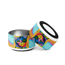 Load image into Gallery viewer, Whimsical Kat Pet Bowl | 18oz. | Front and Side View | The Wishful Fish
