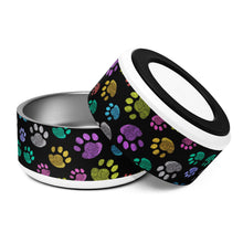 Load image into Gallery viewer, Fun Colorful Paw Print Pet Bowl | 32 oz | The Wishful Fish Shop
