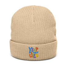 Load image into Gallery viewer, &quot;Keep It Wild&quot; Ribbed Knit Beanie | Beige | One Size Fits All | Front View | Shop The Wishful Fish
