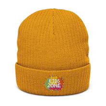 Load image into Gallery viewer, &quot;Kids Zone&quot; Ribbed Knit Beanie | Mustard | One Size Fits All | Front View | Shop The Wishful Fish
