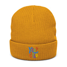 Load image into Gallery viewer, &quot;Keep It Wild&quot; Ribbed Knit Beanie | Mustard | One Size Fits All | Front View | Shop The Wishful Fish
