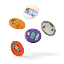 Load image into Gallery viewer, Space Robots Set of 5 Pin Buttons (SET 2) | Front  Side and Bottom View | The Wishful Fish
