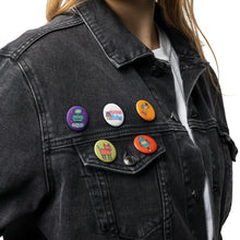 Load image into Gallery viewer, Space Robots Set of 5 Pin Buttons (SET 2) | Front  Side View | Lifestyle | The Wishful Fish
