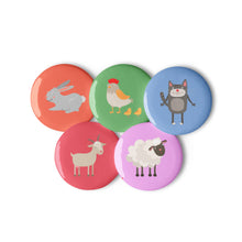 Load image into Gallery viewer, Farm Animals Set of 5 Pin Button (SET 2) | 2.25&quot; x 2.25&quot; | Front View | Shop The Wishful Fish
