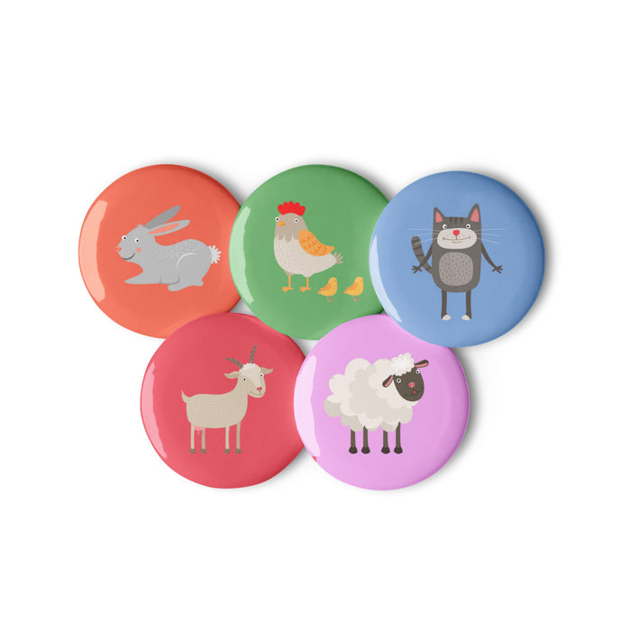 Farm Animals Set of 5 Pin Button (SET 2) | 2.25