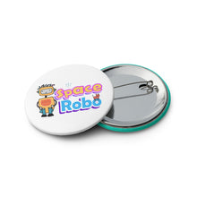 Load image into Gallery viewer, Space Robots Set of 5 Pin Buttons | Front and Back View | SET 1 | 2.25&quot; x 2.25&quot; | The Wishful Fish
