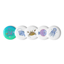 Load image into Gallery viewer, Underwater Sea Creatures Set of 5 Pin Buttons
