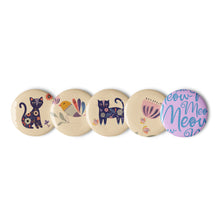Load image into Gallery viewer, Artsy Cat Set of 5 Pin Buttons | 2.25 x 2.25 | Front View | The Wishful Fish
