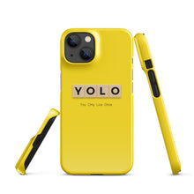 Load image into Gallery viewer, YOLO (You Only Live Once) Snap Case For iPhone® 14 | Front View | Shop The Wishful Fish
