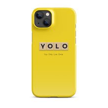 Load image into Gallery viewer, YOLO (You Only Live Once) Snap Case For iPhone® 14 Plus | Front View | Shop The Wishful Fish
