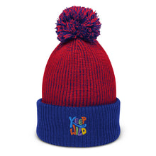 Load image into Gallery viewer, &quot;Keep It Wild&quot; Pom-Pom Embroidered Beanie One Size Fits All | Red-Royal | Front View | Shop The Wishful Fish
