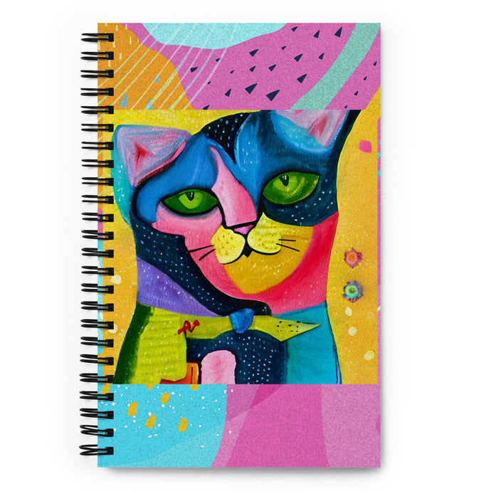 Whimsical Kat Spiral Notebook | Front View | The Wishful Fish