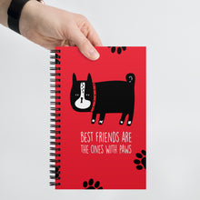 Load image into Gallery viewer, &quot;Best Friends Are The Ones With Paws&quot; Spiral Notebook | 5.5&quot; x 8.5&quot; | Front View Lifestyle | The Wishful Fish Shop
