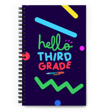 Load image into Gallery viewer, HELLO THIRD GRADE Spiral Notebook For Teachers | 5.5&quot; x 8.5&quot; | Front View | Shop The Wishful Fish

