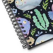 Load image into Gallery viewer, Sea Creatures Spiral Notebook | Close Up View | 5.25&quot; x 8.25&quot; | The Wishful Fish Shop
