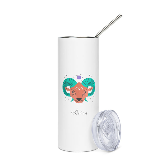 Zodiac Aries Stainless Steel Tumbler | 20 oz | Front View | The Wishful Fish