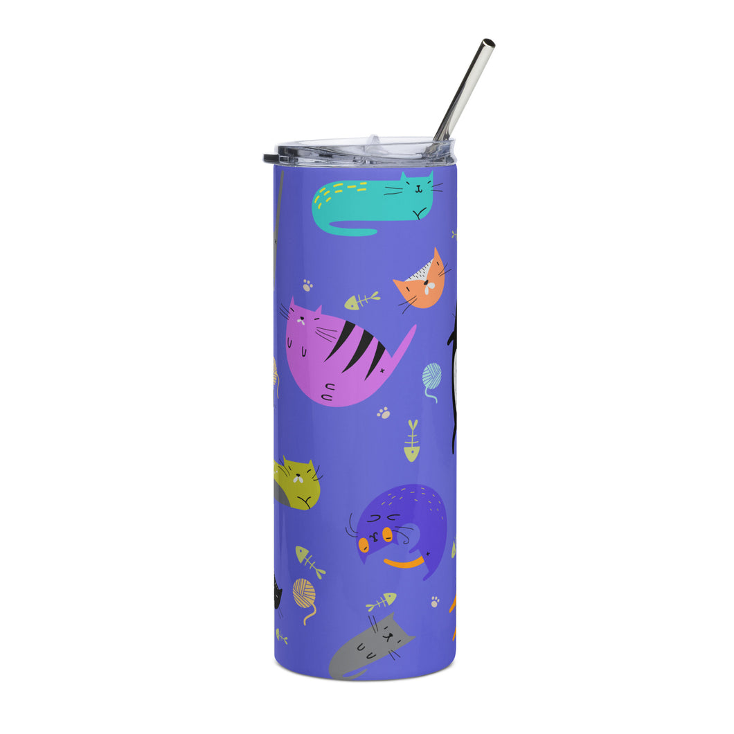 Funky Cats Stainless Steel Stumbler Tumbler | 20 oz | Front View | The Wishful Fish