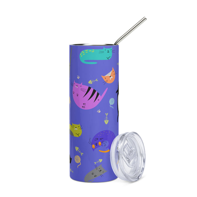 Funky Cats Stainless Steel Stumbler Tumbler | 20 oz | Front View | The Wishful Fish