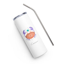Load image into Gallery viewer, Zodiac Cancer Stainless Steel Tumbler | 20 oz | Front View | The Wishful Fish
