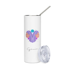 Load image into Gallery viewer, Zodiac Gemini Stainless Steel Tumbler | 20 oz | Front View | The Wishful Fish
