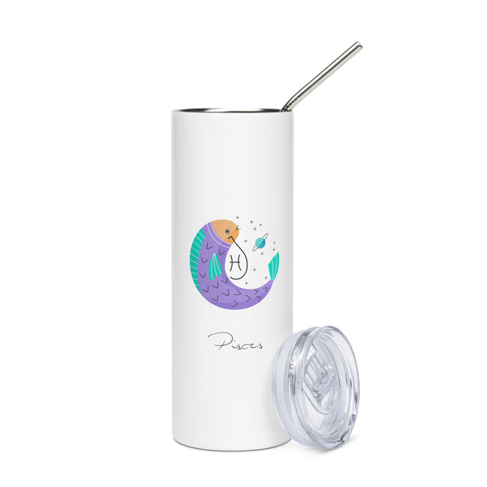 Zodiac Pisces Stainless Steel Tumbler | 20 oz | Front View | The Wishful Fish