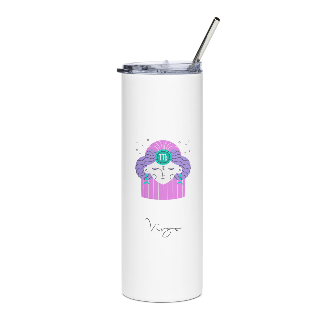 Zodiac Virgo Stainless Steel Tumbler | Front View | 20 oz | Front View | The Wishful Fish