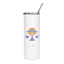 Load image into Gallery viewer, Zodiac Libra Stainless Steel Tumbler | Front View | Shop The Wishful Fish
